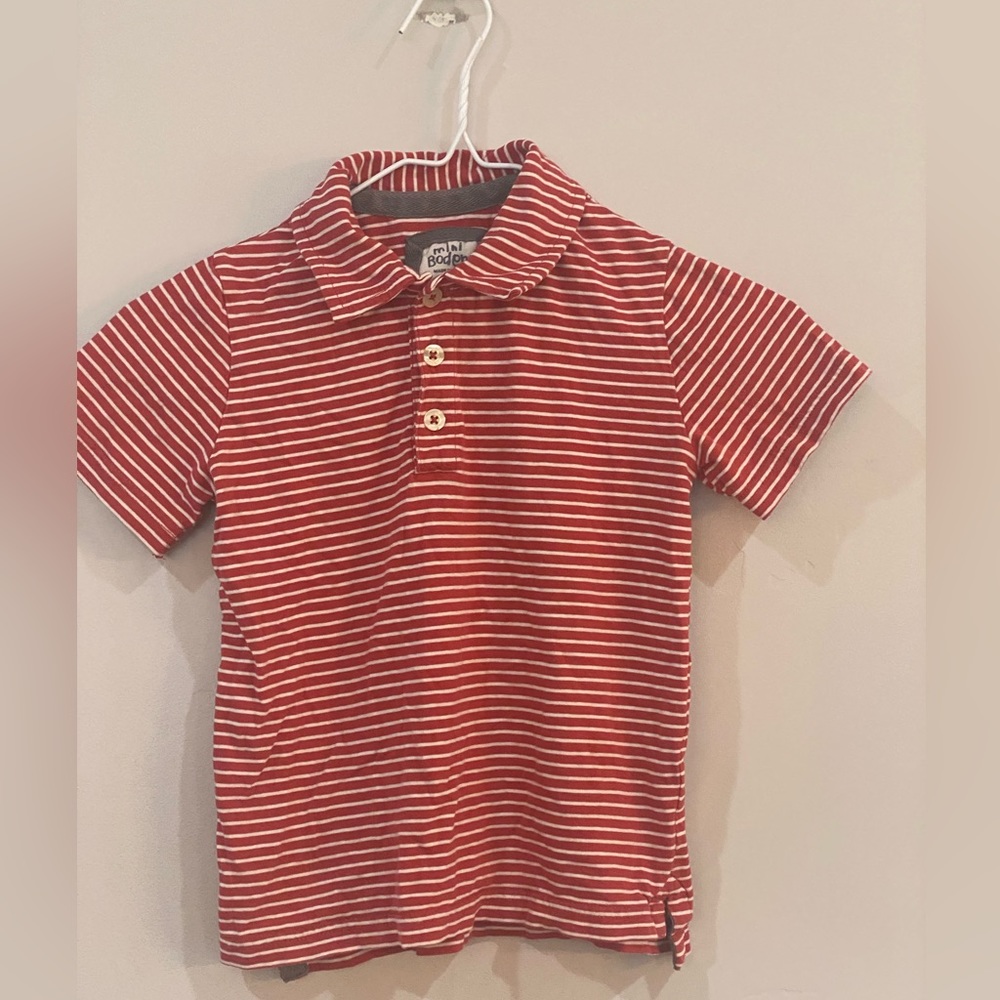 Mini Boden red & white stripe polo